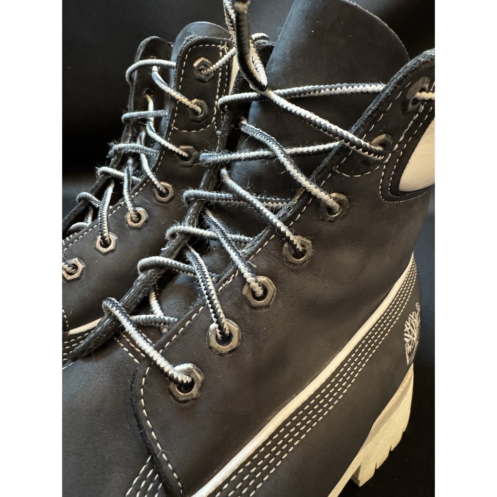 Timberland 6 Inch Premium Waterproof Boots Black White Mens 9.5 USA 28025 - Picture 13 of 16